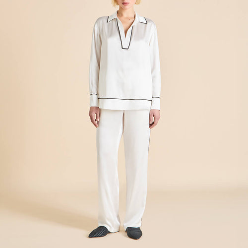Anita Ivory Pajamas in Silk Satin
