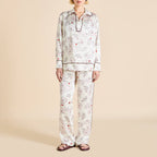 Anita Rosalia Ivory Floral Pajamas in Silk Satin