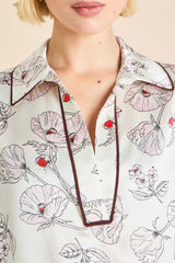Anita Rosalia Ivory Floral Pajamas in Silk Satin