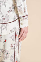 Anita Rosalia Ivory Floral Pajamas in Silk Satin