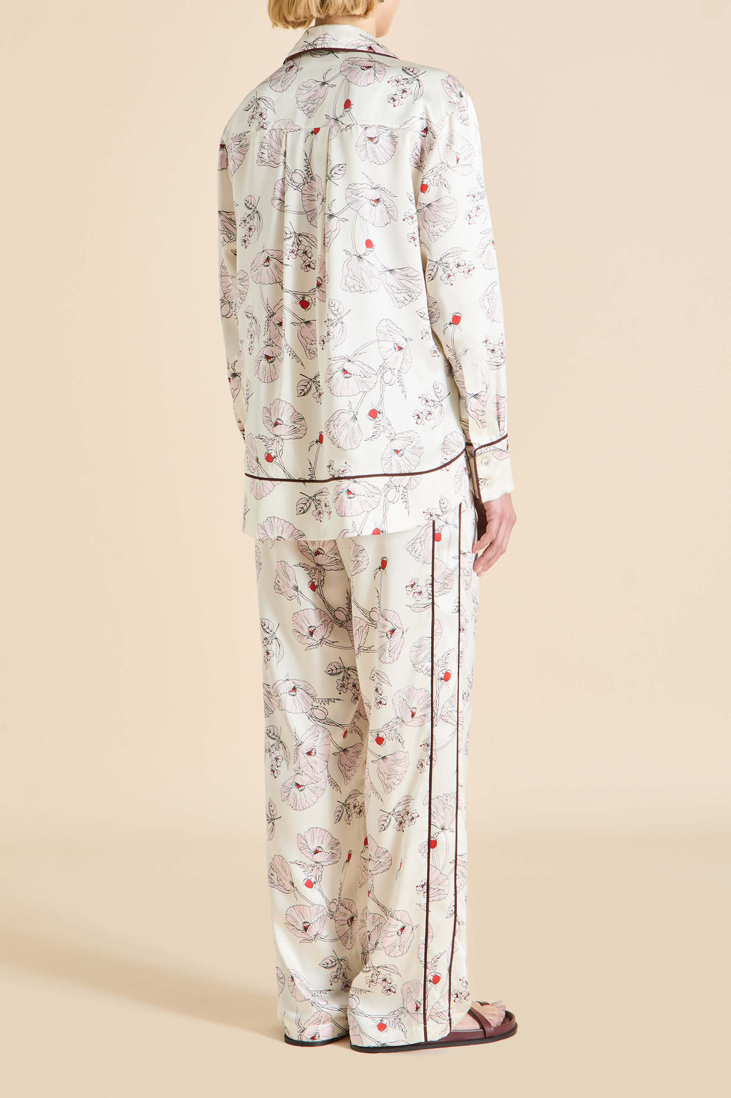 Anita Rosalia Ivory Floral Pajamas in Silk Satin