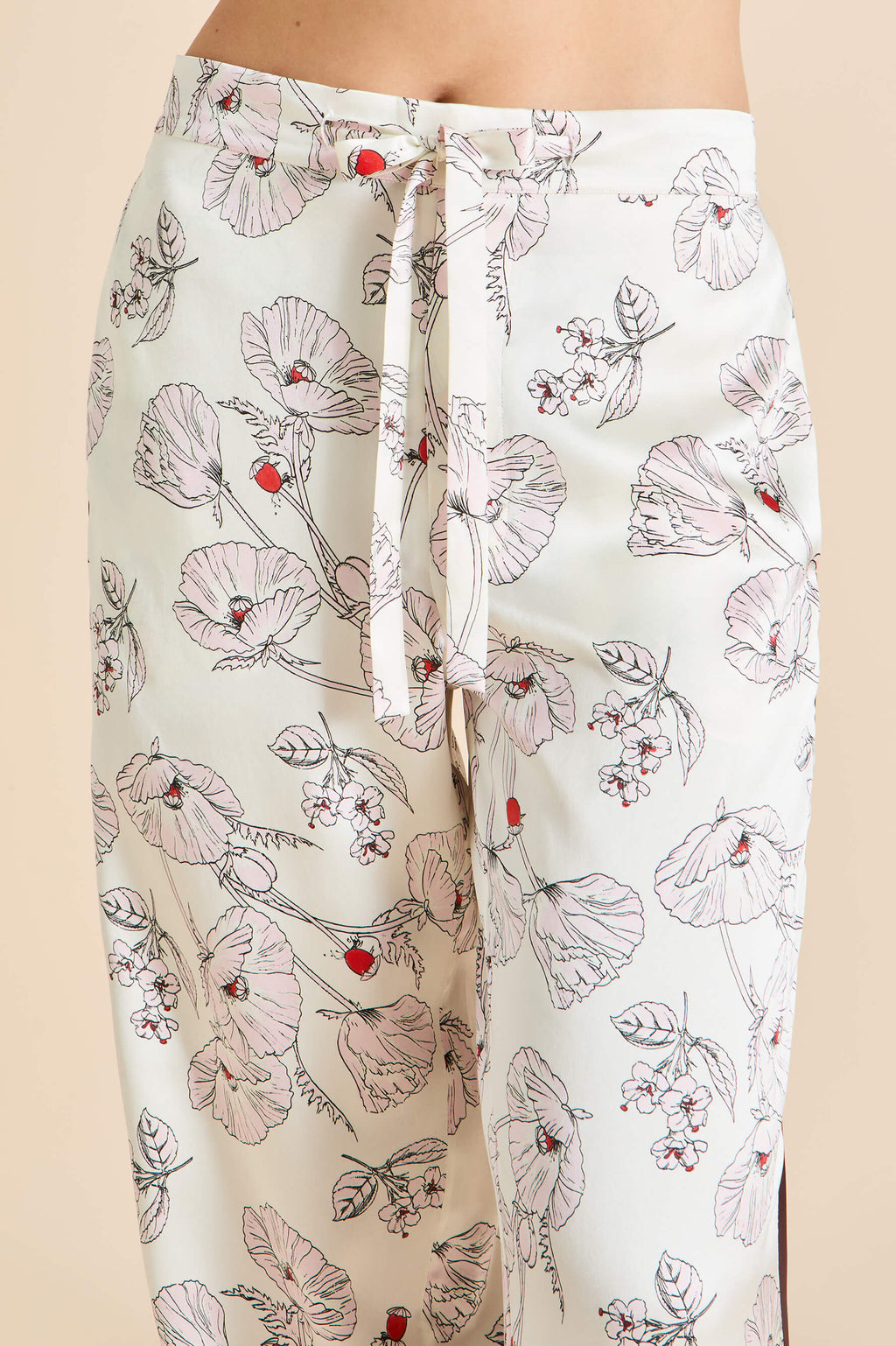 Anita Rosalia Ivory Floral Pajamas in Silk Satin