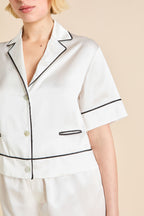 Arletty Ivory Pajamas in Silk Satin