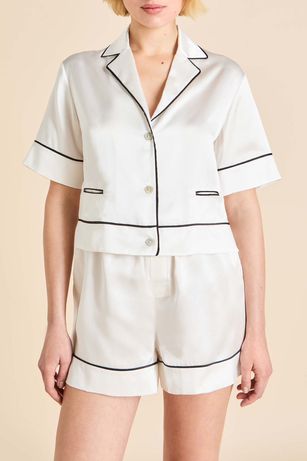 Arletty Ivory Pajamas in Silk Satin