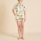 Arletty Opaline Cream Moth Pajamas in Cotton-Silk