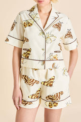 Arletty Opaline Cream Moth Pajamas in Cotton-Silk