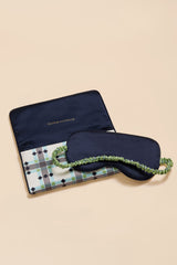 Audrey Cini Green Geometric Eye Mask in Silk Satin