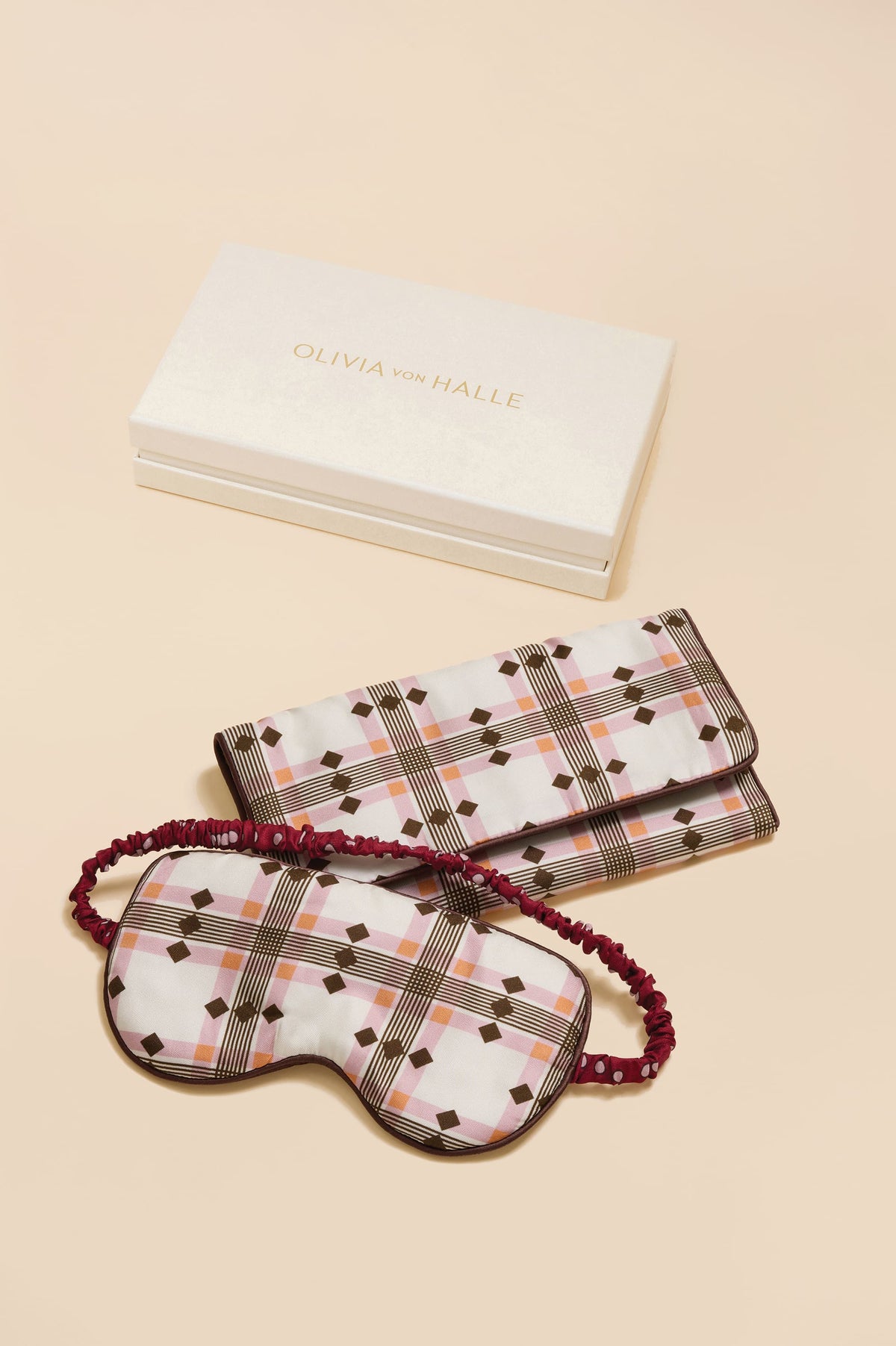 Audrey Cipriani Ivory Geometric Eye Mask in Silk Twill