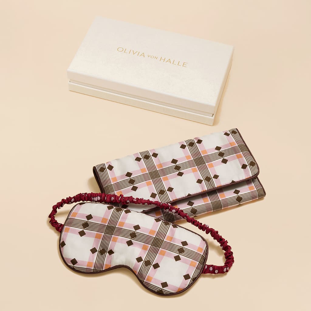 Audrey Cipriani Ivory Geometric Eye Mask in Silk Twill
