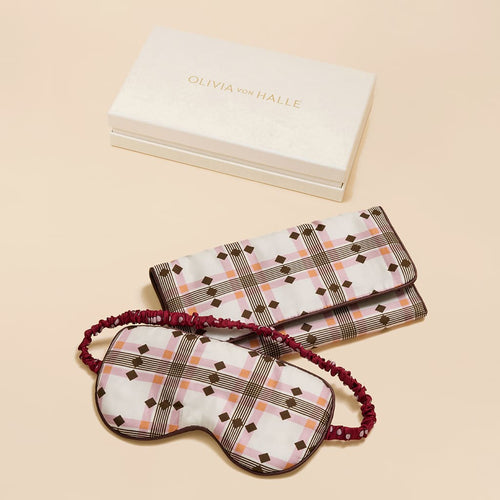 Audrey Cipriani Ivory Geometric Eye Mask in Silk Twill