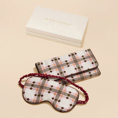 Audrey Cipriani Ivory Geometric Eye Mask in Silk Twill