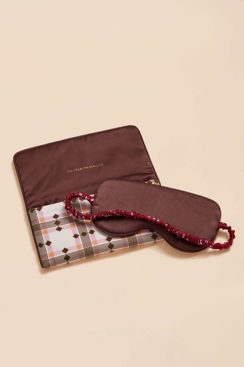 Audrey Cipriani Ivory Geometric Eye Mask in Silk Twill