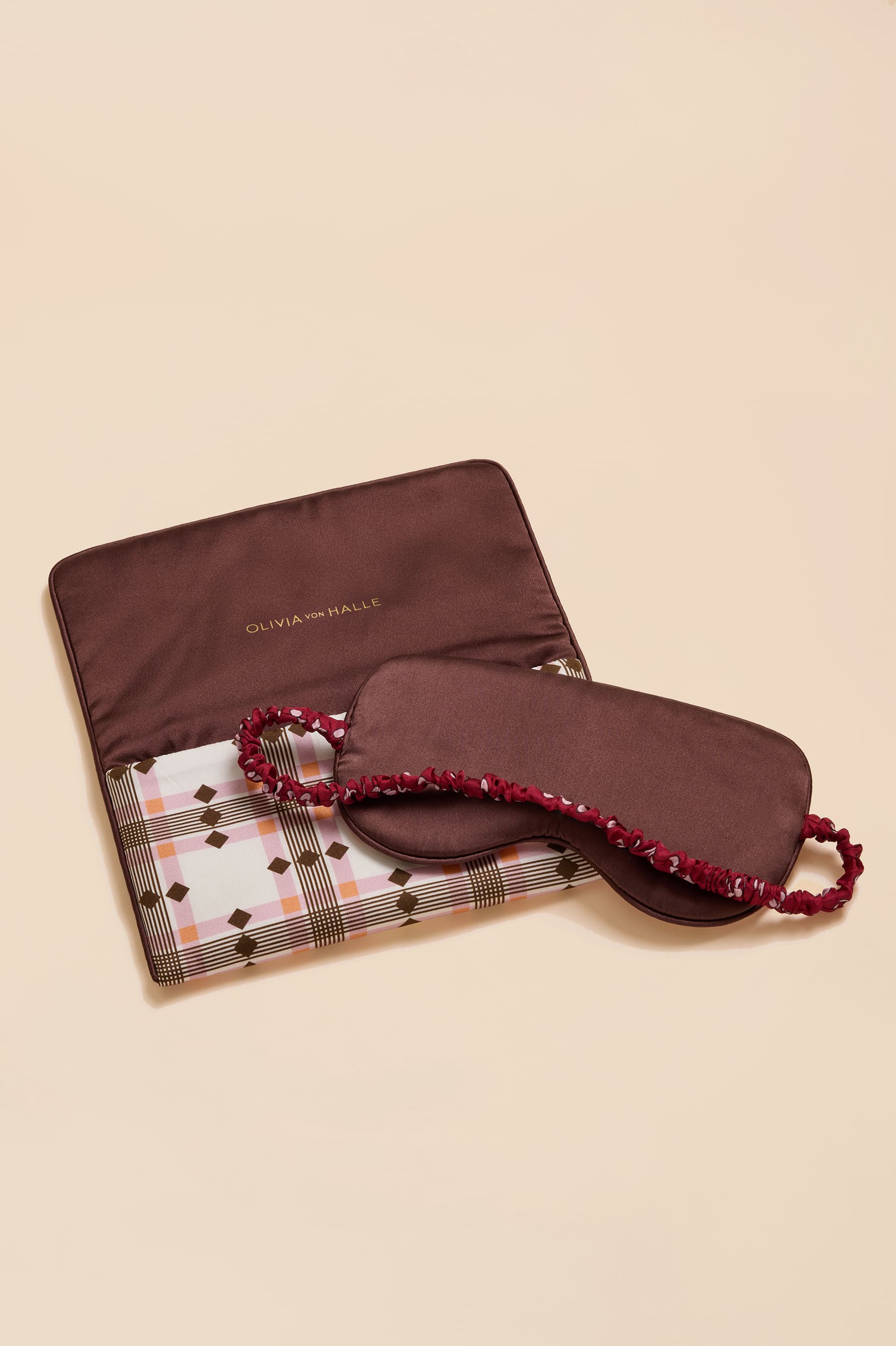 Audrey Cipriani Ivory Geometric Eye Mask in Silk Twill