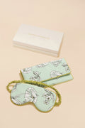 Audrey Delfina Green Floral Eye Mask in Silk Crêpe de Chine