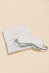Audrey Ivory Powder Blue Eye Mask in Silk Satin