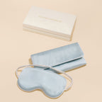 Audrey Powder Blue Ivory Eye Mask in Silk Satin
