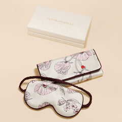 Audrey Rosalia Ivory Floral Eye Mask in Silk Satin