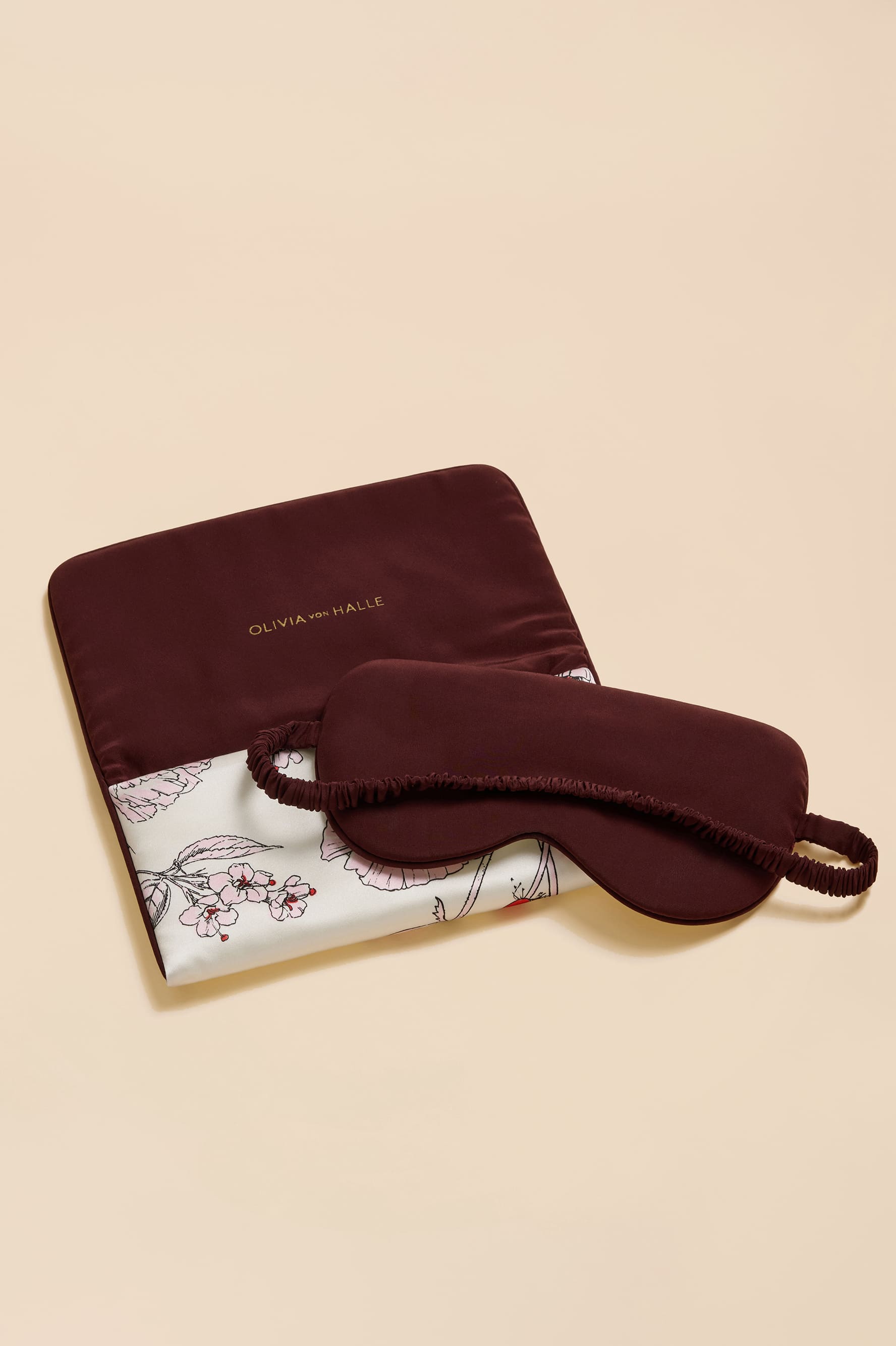 Audrey Rosalia Ivory Floral Eye Mask in Silk Satin