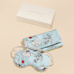 Audrey Serafina Blue Floral Eye Mask in Silk Satin