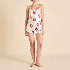 Bella Allegra Ivory Pomegranate Camisole Set in Silk Satin