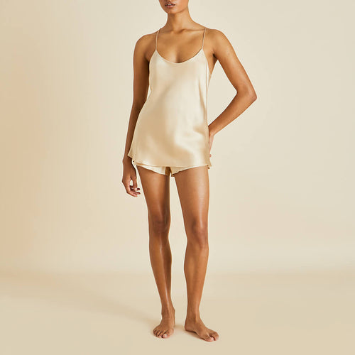 Bella Caramel Camisole Set in Silk Satin