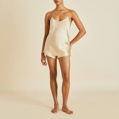 Bella Caramel Camisole Set in Silk Satin