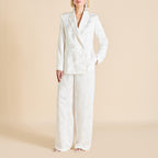 Bianca Liliana Ivory Floral Pajamas in Silk Jacquard