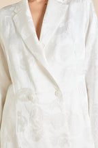 Bianca Liliana Ivory Floral Pajamas in Silk Jacquard