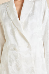 Bianca Liliana Ivory Floral Pajamas in Silk Jacquard
