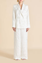 Bianca Liliana Ivory Floral Pajamas in Silk Jacquard