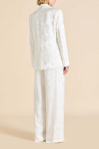 Bianca Liliana Ivory Floral Pajamas in Silk Jacquard