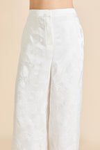 Bianca Liliana Ivory Floral Pajamas in Silk Jacquard
