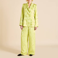 Bianca Ludovica Green Floral Pajamas in Silk Jacquard