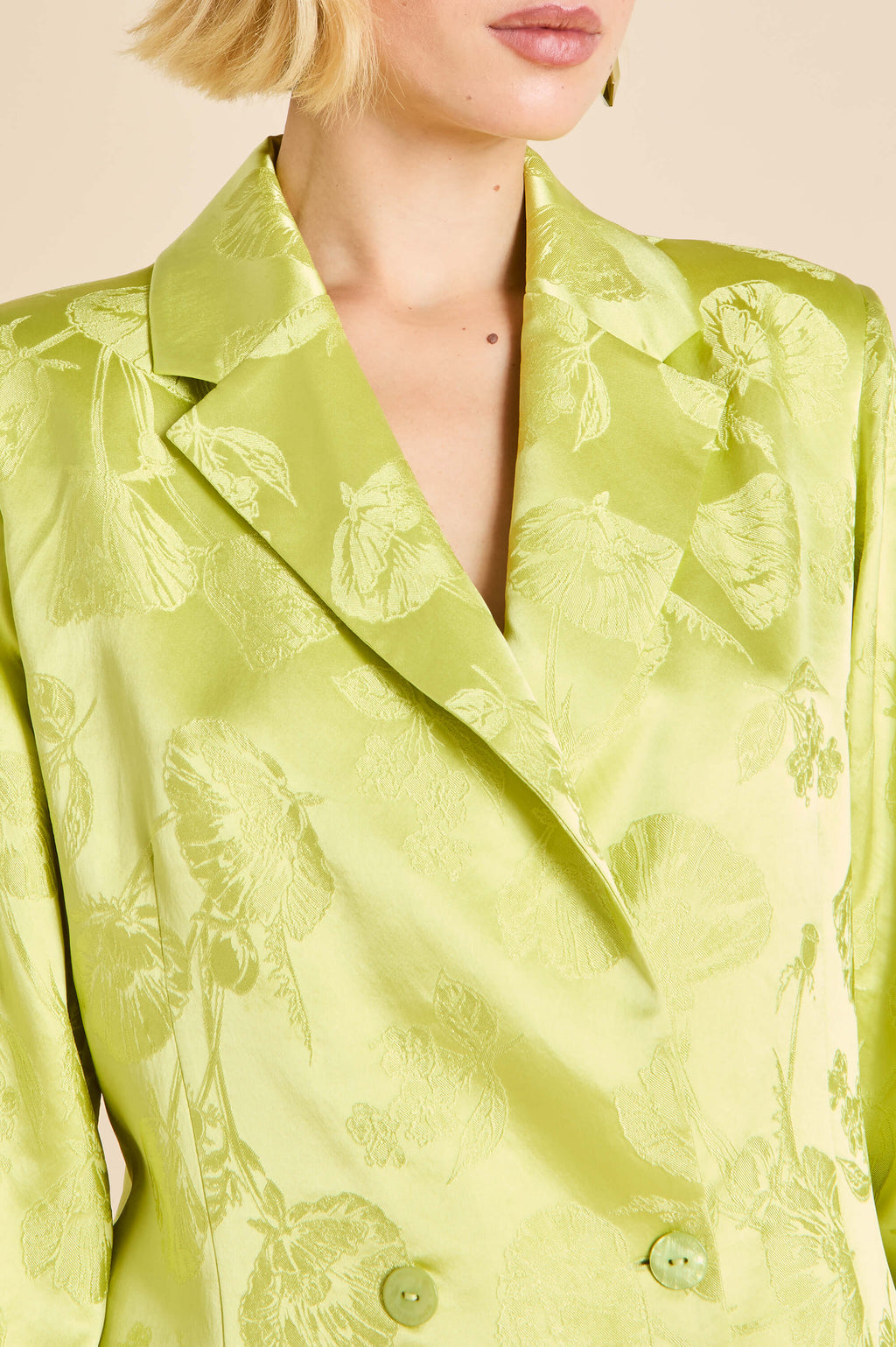 Bianca Ludovica Green Floral Pajamas in Silk Jacquard