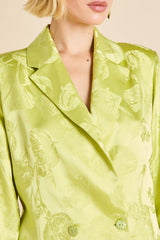 Bianca Ludovica Green Floral Pajamas in Silk Jacquard