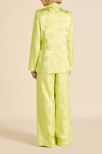 Bianca Ludovica Green Floral Pajamas in Silk Jacquard