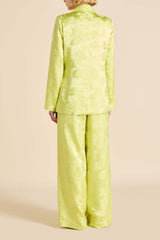 Bianca Ludovica Green Floral Pajamas in Silk Jacquard