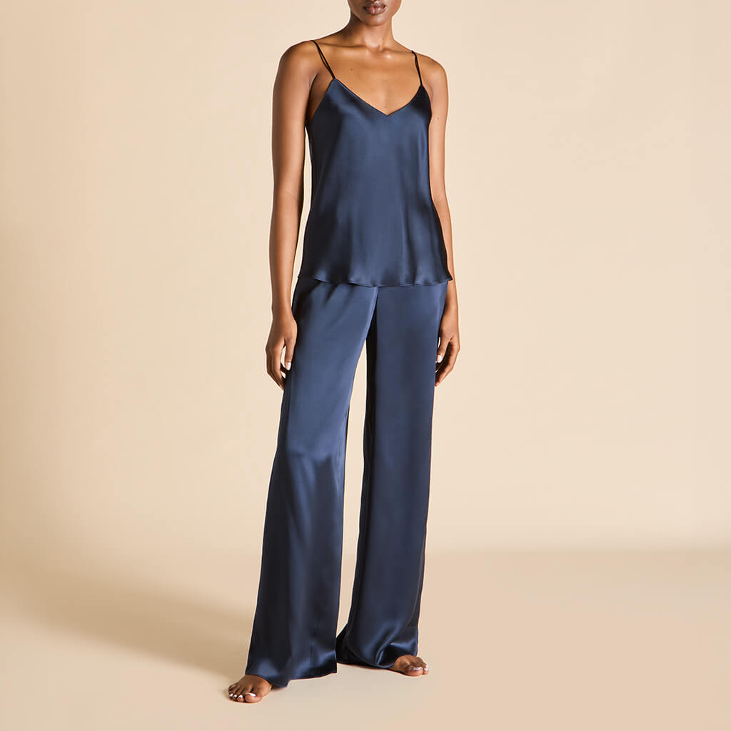 Bliss Navy Camisole Set in Silk Satin