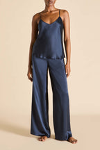 Bliss Navy Camisole Set in Silk Satin