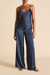 Bliss Navy Camisole Set in Silk Satin