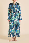 Capability Giotto Blue Plate Robe in Silk Satin