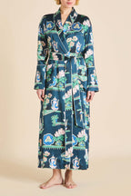 Capability Giotto Blue Plate Robe in Silk Satin