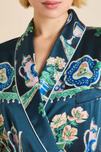 Capability Giotto Blue Plate Robe in Silk Satin