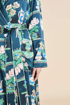 Capability Giotto Blue Plate Robe in Silk Satin