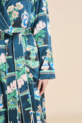 Capability Giotto Blue Plate Robe in Silk Satin