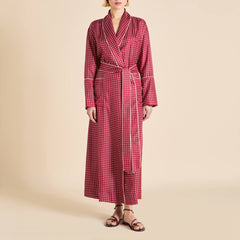 Capability Palazzo Burgundy Polka Dot Robe in Silk Twill