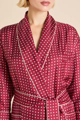 Capability Palazzo Burgundy Polka Dot Robe in Silk Twill
