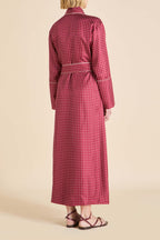 Capability Palazzo Burgundy Polka Dot Robe in Silk Twill