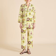 Casablanca Aulenti Green Plate Pajamas in Silk Crêpe de Chine