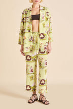 Casablanca Aulenti Green Plate Pajamas in Silk Crêpe de Chine